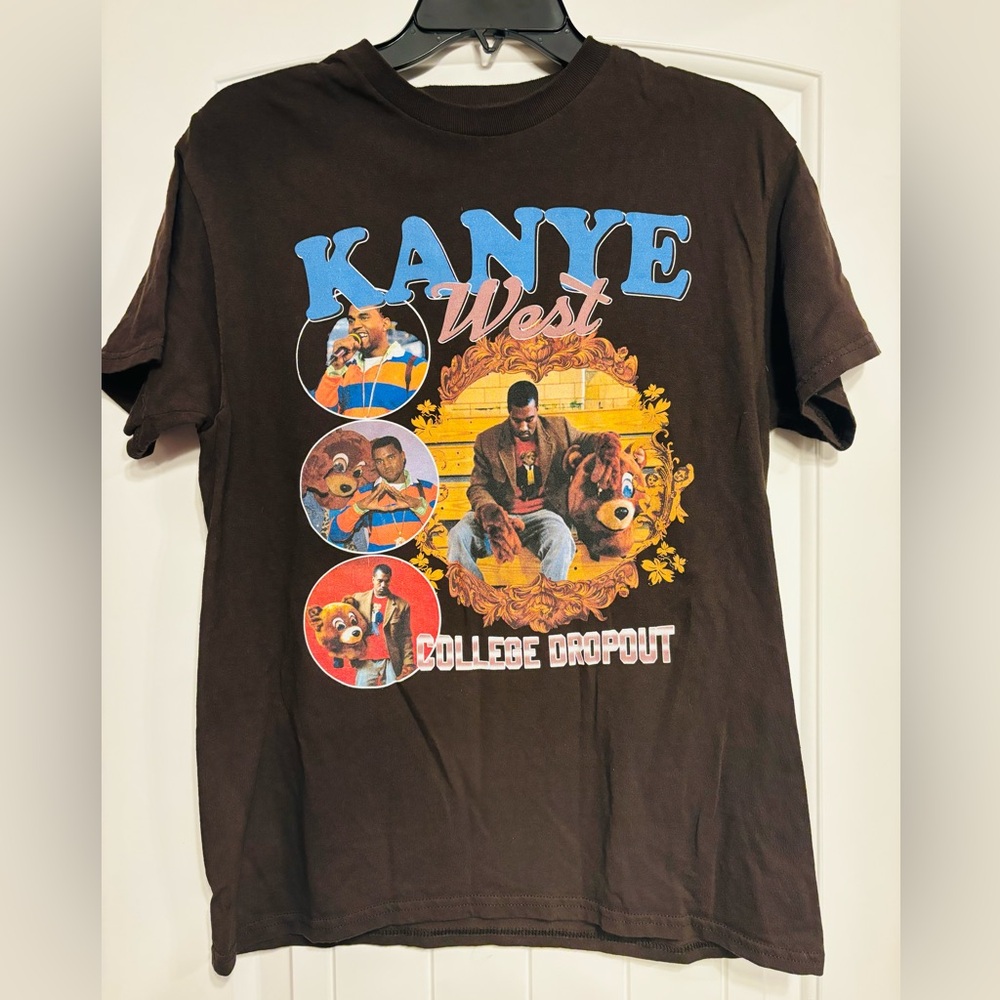 Kanye West Graphic Tee Shirt, Brown, Medium